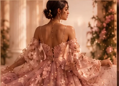 Blush embroidered dress concept