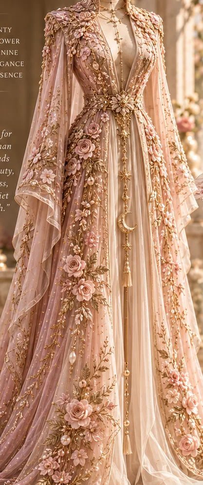 Statement pink floral embroidered cape coat design